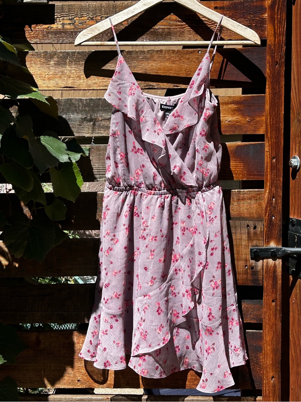 Express Pink Floral Ruffle Mini Dress